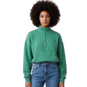 Offline by Aerie Oversized Green Women's Half-Zip Sweatshirt Size S